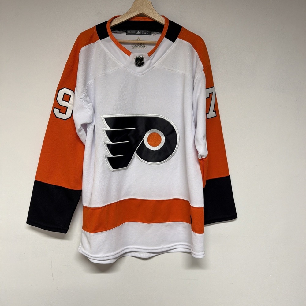 Philadelphia Flyers Carter Hart 79 Adidas Mens NHL Hockey Jersey Orange White 52